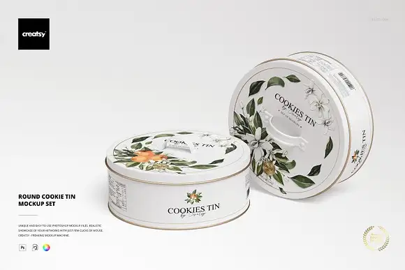 Round Cookie Tin Mockup