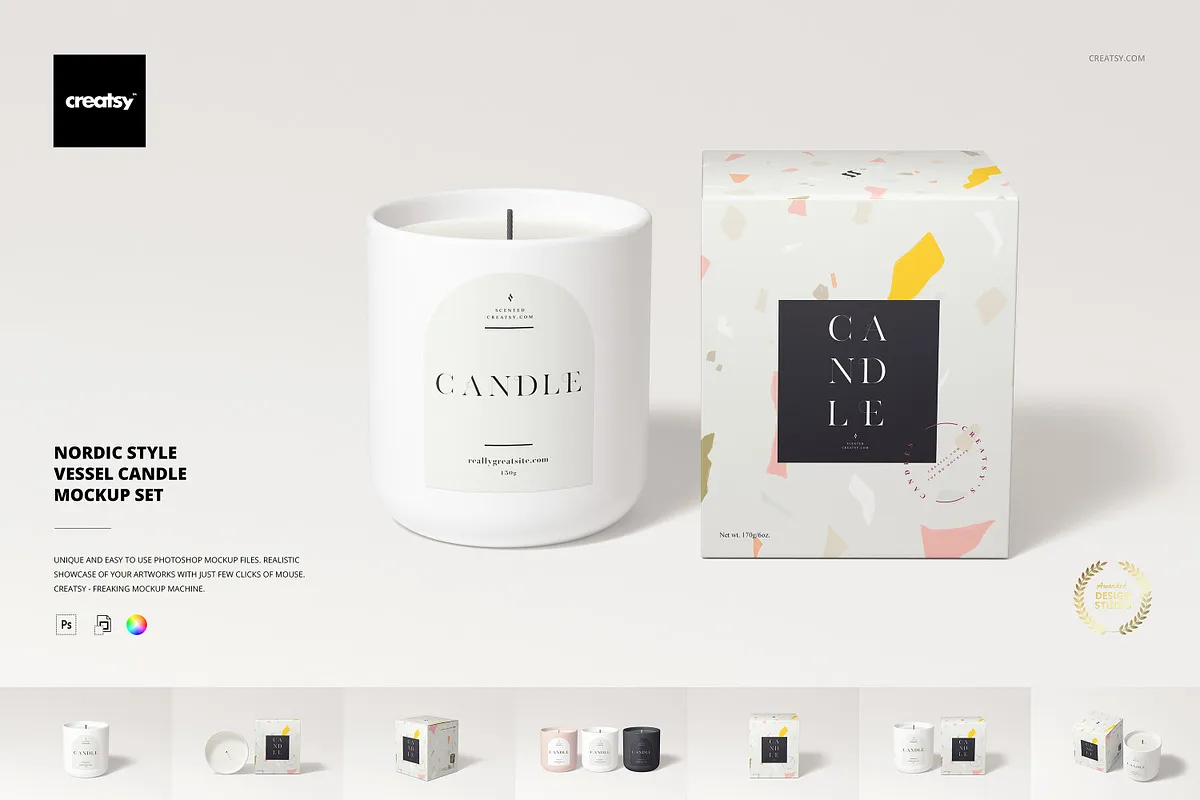 Nordic Vessel Candle Mockup