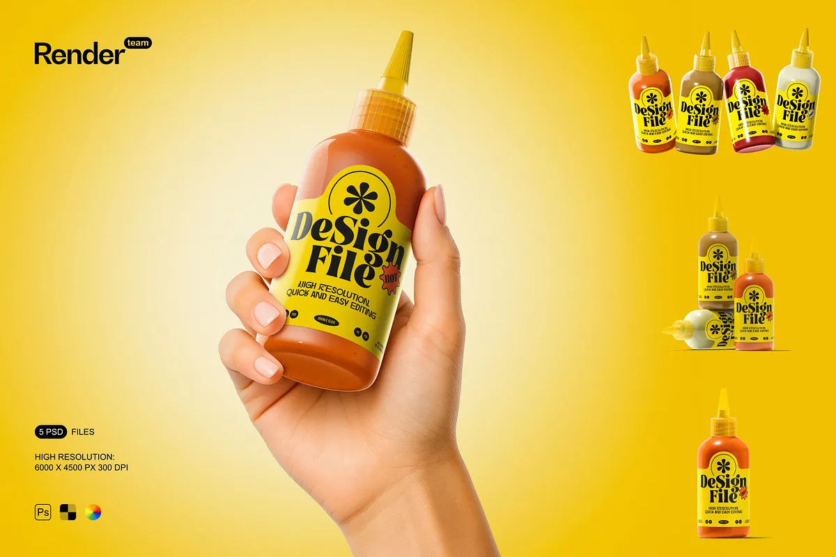 Sauce Bottle Mockup Set
