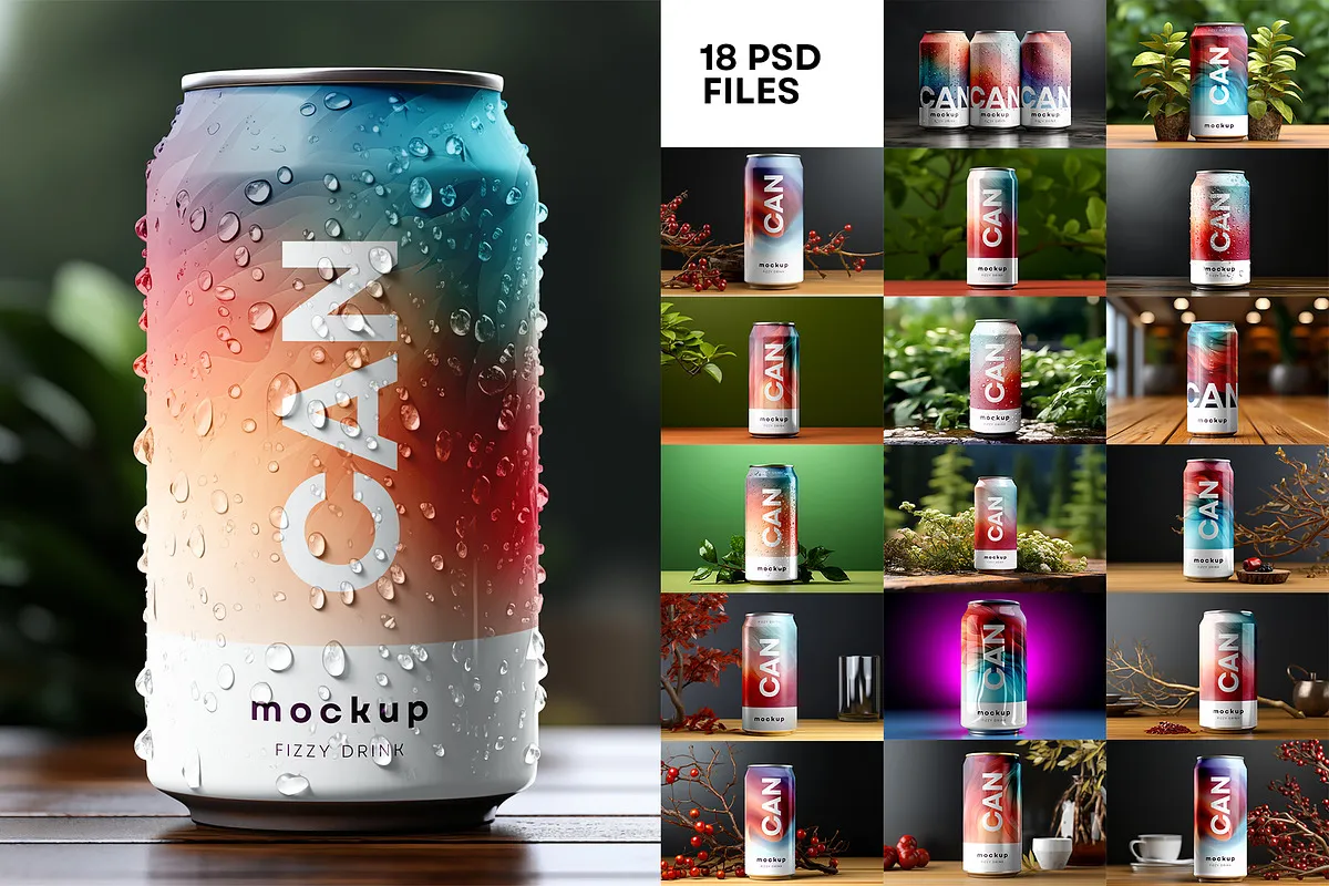 Soda Can Mockup Set