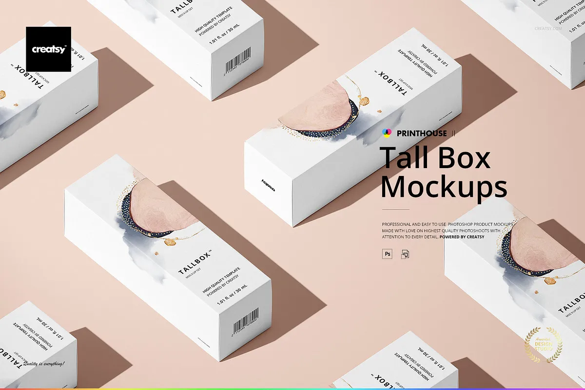 Tall Box Mockup PSD