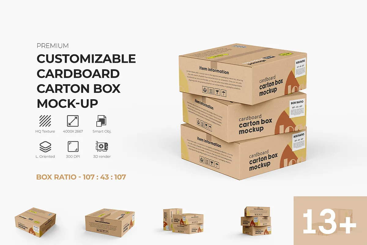 Cartoon Box Packaging Mockup