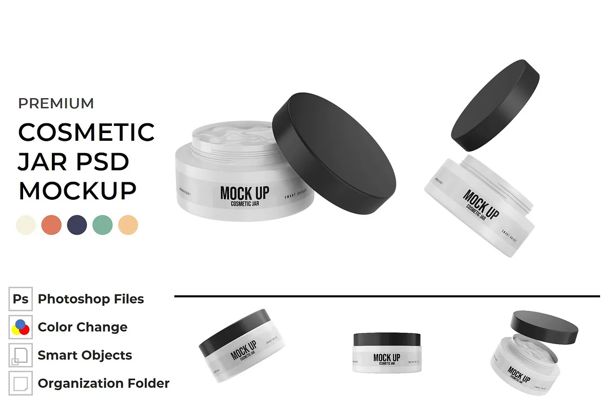 Cosmetic Plastic Jar Mockup